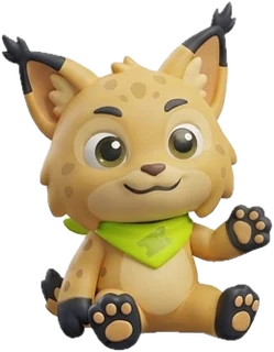 Vi, o lince mascote do Vicupom, acenando